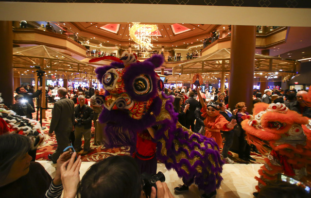 Members of the Lohan School of Shaolin perform during the grand opening of the Lucky Dragon hotel-casino in Las Vegas on Saturday, Dec. 3, 2016. (Chase Stevens/Las Vegas Review-Journal) @csstevens ...