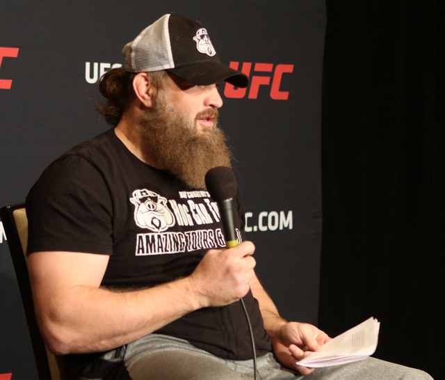 UFC heavyweight Roy 'Big Country' Nelson apologizes to the country of Brazil, the fans and referee John McCarthy for kicking him at the end of his last fight against Antonio Silva. (Heidi Fang/Las ...