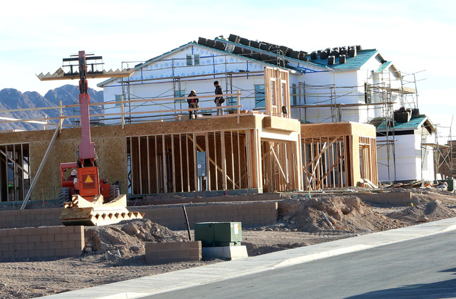 Housing development under construction on Mission Drive just west of College Drive in Henderson on Tuesday, Dec. 20, 2016. (Bizuayehu Tesfaye/Las Vegas Review-Journal)@bizutesfaye

Mission Drive a ...