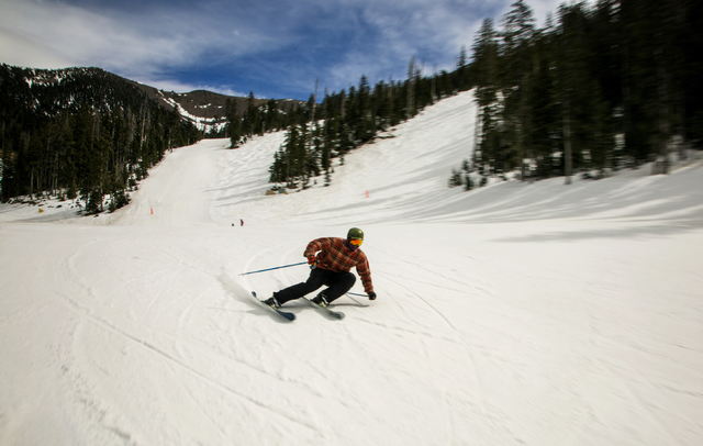 Scott Cumberland of Anchorage, Alaska, cruises down a trail at Arizona Snowbowl on March 5, 2016. The resort, just outside of Flagstaff, has been in operation since 1938, making it one of the long ...