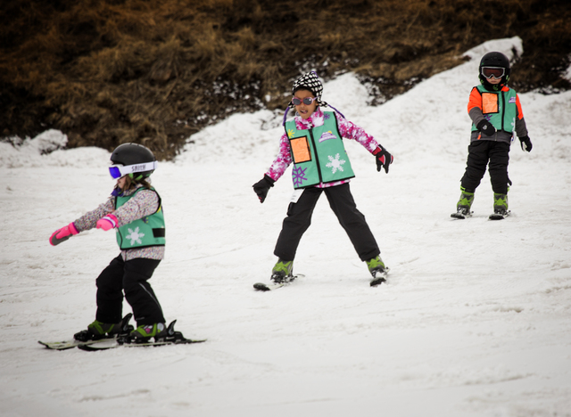 Young skiers practice turning at Arizona Snowbowl on March 6, 2016. The resort is just outside of Flagstaff and has been in operation since 1938, making it one of the longest continually running s ...