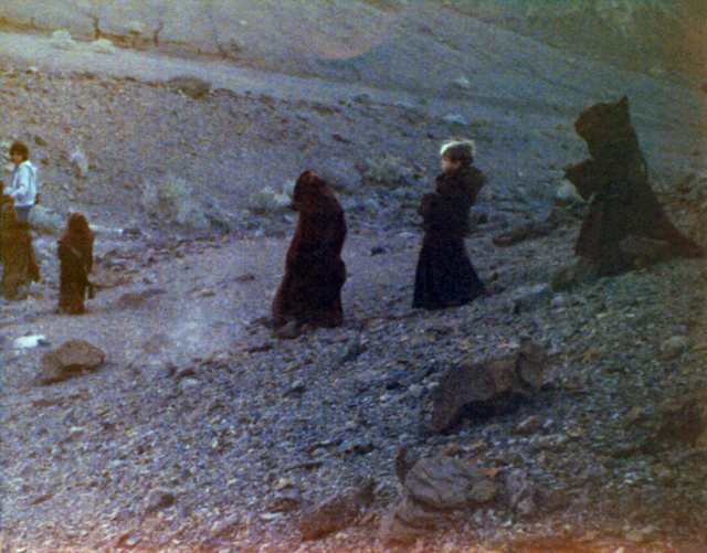 A group of children from Death Valley Elementary School walk down a hill near Artist's Drive during filming of &quot;Star Wars&quot; in January 1977. Seven kids from the school about 125 m ...