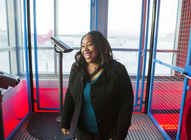 Tifferney White, CEO and president of Discovery Children's Museum, 360 Promenade Place, takes in a view of Las Vegas in the Summit exhibit on Friday, Dec. 16, 2016. Jeff Scheid/Las Vegas Review-Jo ...