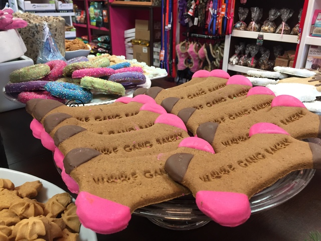 Baked dog treats displayed on a treat table at Woof Gang Bakery & Grooming in Las Vegas on Wednesday, Dec. 21, 2016. (Raven Jackson/Las Vegas Review-Journal) @ravenmjackson