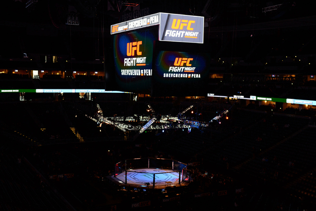 Jan 28, 2017; Denver, CO, USA; General view of the octagon inside the Pepsi Center before the start of the fight between Jason Gonzalez vs J.C. Cottrell (not pictured) during UFC Fight Night. (Ron ...