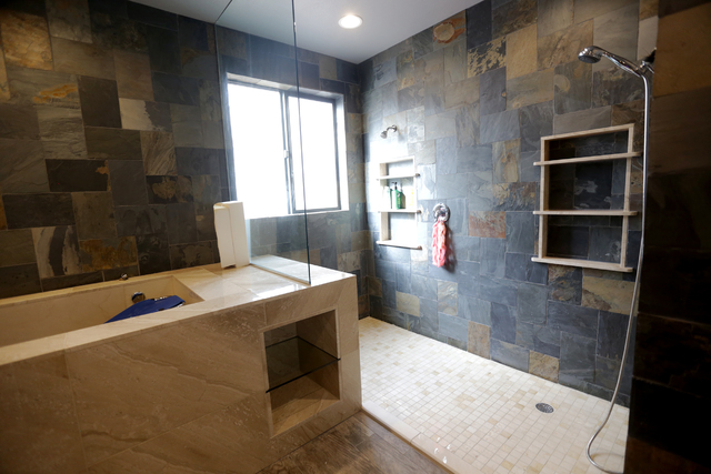 The bathroom that Make-A-Wish Southern Nevada remodeled for Allison "Allie" Gardner is shown on Tuesday, Jan. 10, 2017. The bathroom is made to accommodate Allie and her brother, who both have spi ...