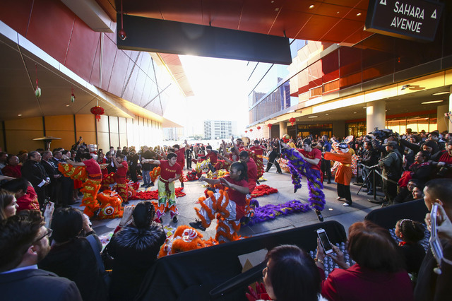 Members of the Lohan School of Shaolin perform during the grand opening of the Lucky Dragon hotel-casino in Las Vegas on Saturday, Dec. 3, 2016. (Chase Stevens/Las Vegas Review-Journal) @csstevens ...