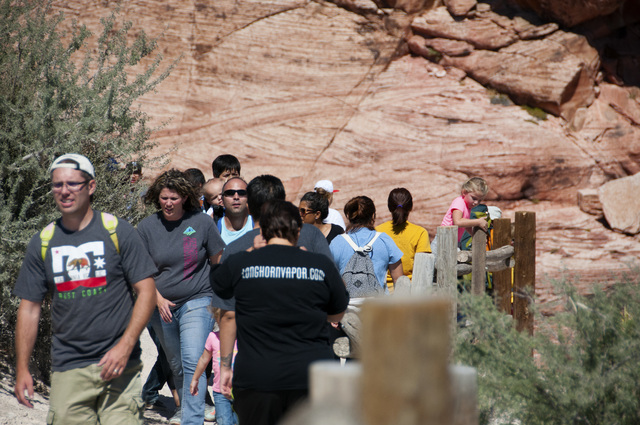 Visitors enjoy the Red Rock Conservation Area free of charge in honor of 23rd annual Public Lands on Saturday, Sept. 24, 2016, in Las Vegas. Christian Bertolaccini/Las Vegas Review-Journal