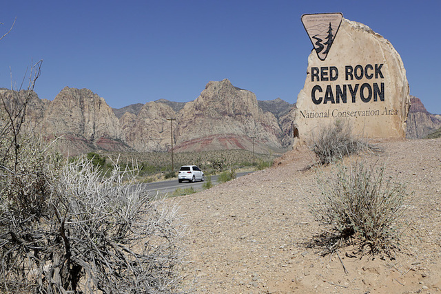 The sign for Red Rock Canyon on Wednesday, July 13, 2016. Bizuayehu Tesfaye/Las Vegas Review-Journal Follow @bizutesfaye