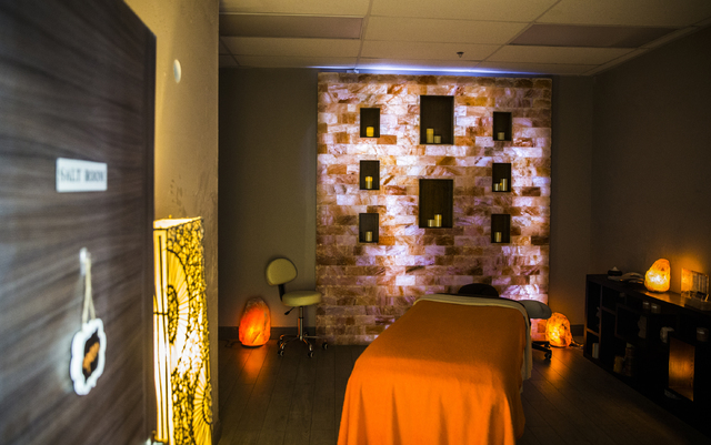 Salt Room LV also offers a variety of massages, body treatments, facials and waxing treatments in addition to 45-minute long salt room sessions. (Benjamin Hager/Las Vegas Review-Journal)