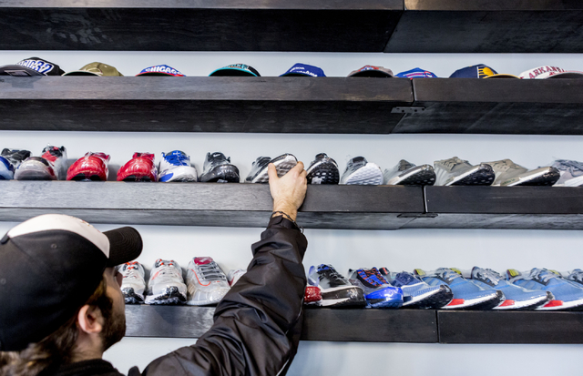 Cory Hurtbise, a costumer of Capital Sneaker Boutique in Towns Square, looks at different shoes in the store, Las Vegas, Monday, Jan. 28, 2017. (Elizabeth Brumley/Las Vegas Review-Journal) @EliPag ...
