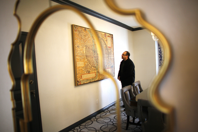 Leonard Bergman checks the toilet on Monday, Jan. 23, 2017 in a newly  renovated room at the Paris hotel-casino. (Rachel Aston/Las Vegas  Review-Journal) @rookie__rae