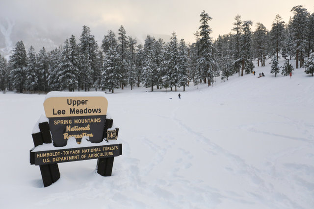 Snow covers the Upper Lee Meadows in Lee Canyon outside of Las Vegas on  Friday, Jan. 13, 2017. Mount Charleston has seen more than a foot of  snowfall in the last 24