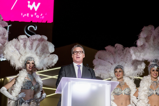 Scott Kreeger, president and COO of SLS Las Vegas, introduces The W Hotels Worldwide debut with a new tower at SLS on Thursday, Dec. 1, 2016, in Las Vegas. (Elizabeth Page Brumley/Las Vegas Review ...