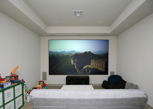A cozy home theater. (Elke Cote/Real Estate Millions)