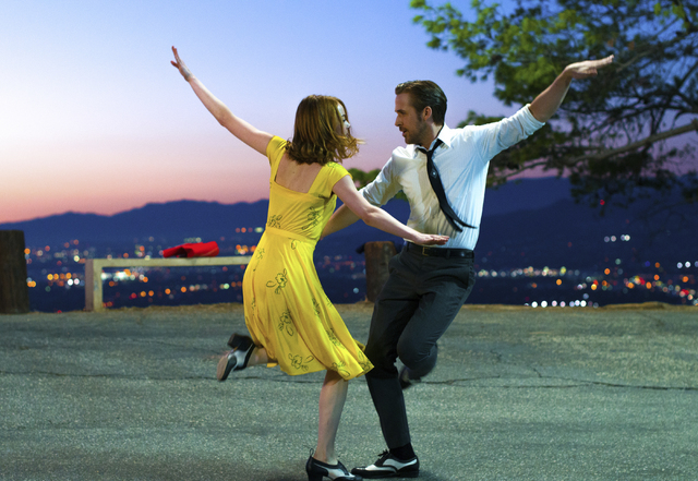 This image released by Lionsgate shows Ryan Gosling, right, and Emma Stone in a scene from, &quot;La La Land.&quot; The film was nominated for an Oscar for best feature film. The 89th Acad ...