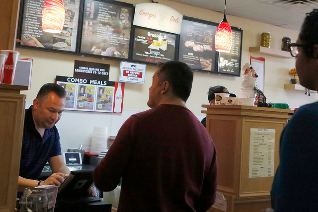 Luis Escobar, 42, left, takes customer orders at the George's Italian Deli on Friday, Feb. 3, 2017, in Las Vegas. (Christian K. Lee/Las Vegas Review-Journal) @chrisklee_jpeg