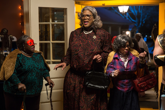 Aunt Bam (Cassi Davis, left), Madea (Tyler Perry, center) and Hattie (Patrice Lovely, right) in TYLER PERRY'S BOO! A MADEA HALLOWEEN. Photo Credit: Eli Joshua