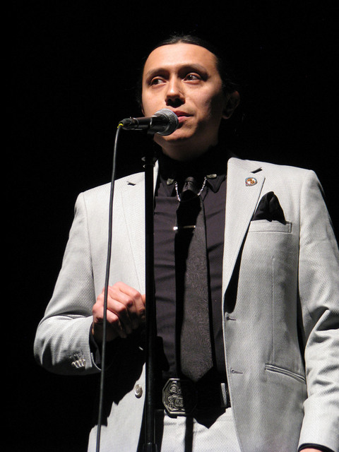 Native American Bobby Wilson told his story about dealing with the death of his abusive father at The Moth Mainstage at the National Cowboy Poetry Gathering at Elko Nev. Feb. 4, 2017. (F. Andrew T ...