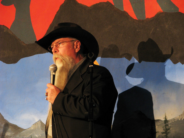 Dave Winters recited his poem “Outlaw Trail” during an open mic event Feb. 3, 2017 as part of the the National Cowboy Poetry Gathering at Elko Nev. (F. Andrew Taylor/Las Vegas Review ...