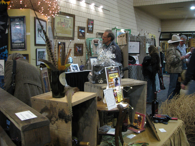 A silent auction filled much of the lobby of the Elko Convention Center during the Western Folklife Center. (F. Andrew Taylor/Las Vegas Review-Journal)