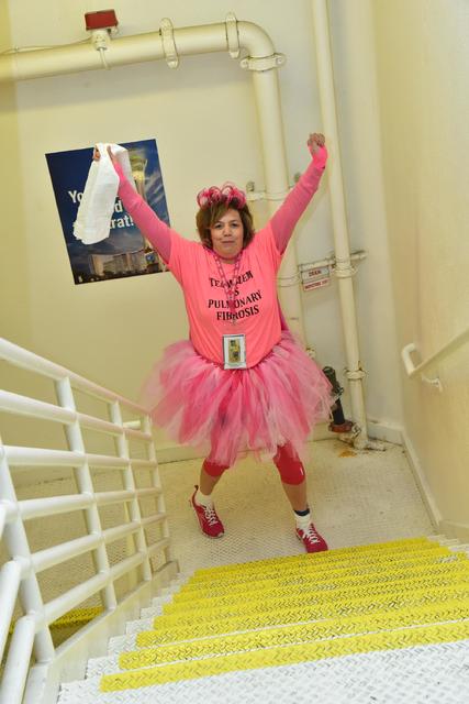 Debbi Wiechecki finishes her climb at the Stratosphere. (Courtesy: Cashman Photo)