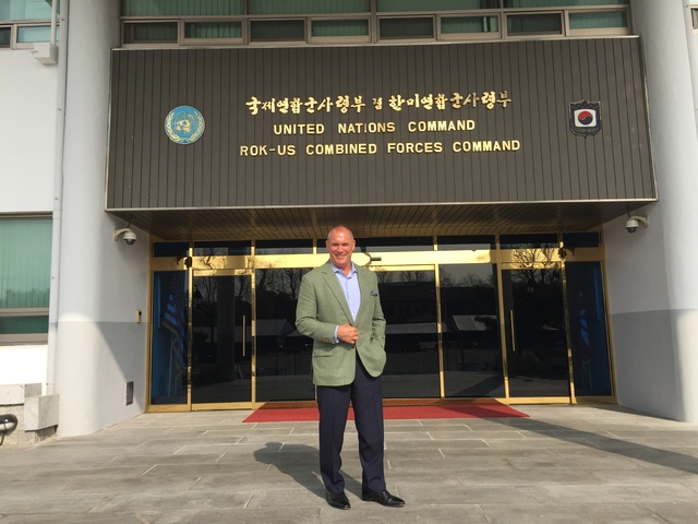 Missile Defense Advocacy Alliance Chairman Riki Ellison stands outside the United Nations Combined Forces Command in South Korea on Monday, Feb. 13, 2017.
Courtesy/Missile Defense Advocacy Alliance
