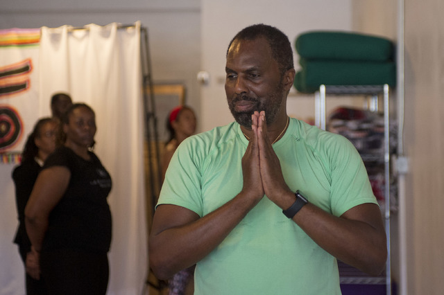 Yirser Ra Hotep lead a two-day Kemetic yoga workshop at the beginning of February in Las Vegas. Ra Hotep is a Chicago-based instructor and pioneer in the field of Kemetic yoga. (Bridget Bennett/La ...