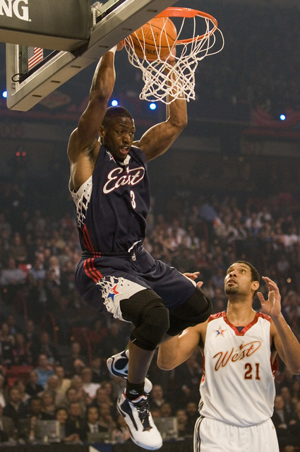 West player Caron Butler makes a dunk during the first half of the NBA All-Star Game at the Thomas & Mack Center Sunday, Feb. 18, 2007. (K.M. Cannon/Las Vegas Review-Journal)