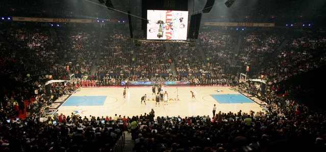Opening tip-off of the NBA All-Star Game held at the Thomas and Mack Center on Sunday, Feb. 18, 2007. (Craig L. Moran/Las Vegas Review-Journal)