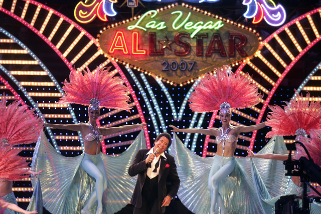 Wayne Newton sings during the opening ceremony for the All-Star basketball game at the Thomas and Mack Center in Las Vegas on Sunday, Feb. 18, 2007. (John Gurzinski/Las Vegas Review-Journal)