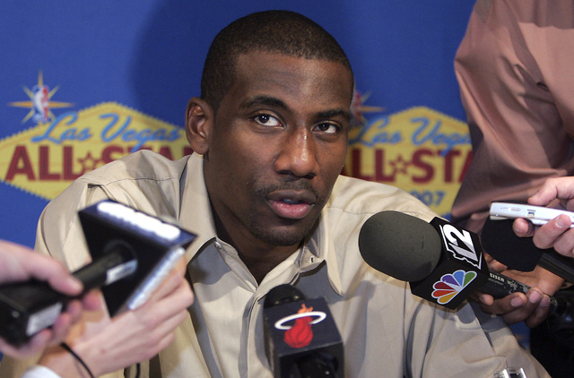 Western Conference NBA player Amare' Stoudemire during media interviews at the Palms hotel-casino in Las Vegas on Friday, Feb. 16, 2007. (John Gurzinski/Las Vegas Review-Journal)
