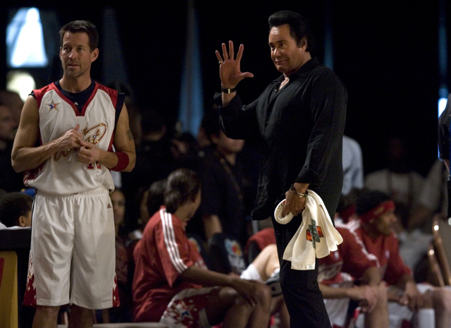 &quot;Mr. Las Vegas&quot; Wayne Newton serves as assistant coach for the West team including Actor James Denton, left, of &quot;Desperate Housewives&quot; during the NBA All-Star C ...