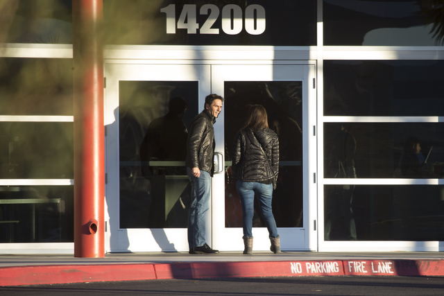 People arrive at SpeedVegas after the business opened again today since a fiery crash that killed two people Feb.12, Thursday, Feb. 23, 2017, in Las Vegas. (Erik Verduzco/Las Vegas Review-Journal) ...