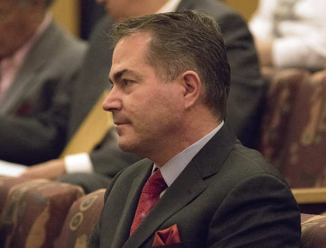 UNLV president Len Jessup waits for his chance to provide the Las Vegas Stadium Authority Board an update on the NFL Stadium Project at the Clark County Commission Chambers on Feb. 9, 2017. (Heidi ...