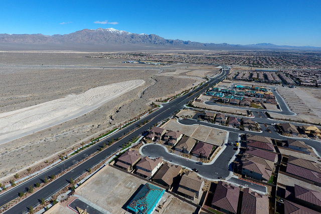 Aerial view of the Keystone at Skye Canyon housing development in northwest Las Vegas on Wednesday, January 26, 2017. (Michael Quine/Las Vegas Review-Journal) @Vegas88s
