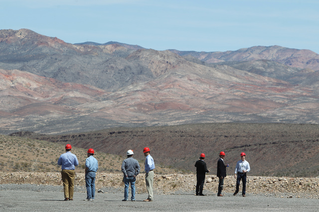 Congressional staff members taken in the view during a congressional tour of the Yucca Mountain exploratory tunnel Thursday, April 9, 2015. (Sam Morris/Las Vegas Review-Journal) @sammorrisRJ