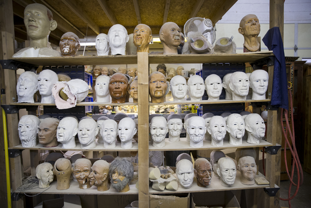 Unfinished character heads at the Characters Unlimited workshop on Thursday, Feb. 2, 2017, in Boulder City. (Erik Verduzco/Las Vegas Review-Journal) @Erik_Verduzco