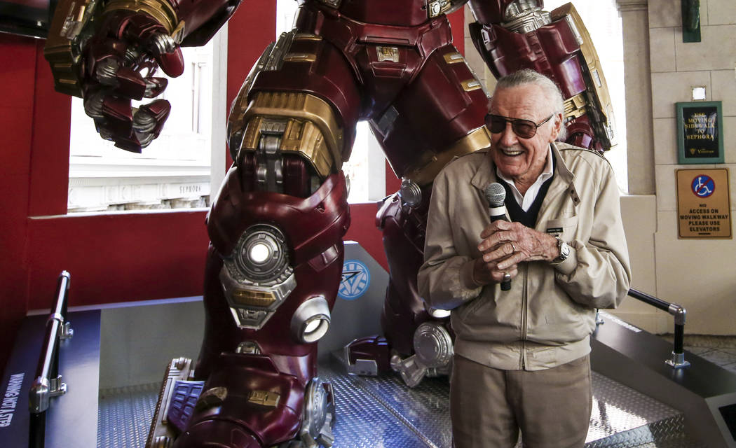 Stan Lee helps unveil the new Hulkbuster Armor at Madame Tussauds Las Vegas at the Venetian hotel-casino in Las Vegas, Tuesday, Feb. 28, 2017. The armor first appearance in Avengers: Age of Ultron ...