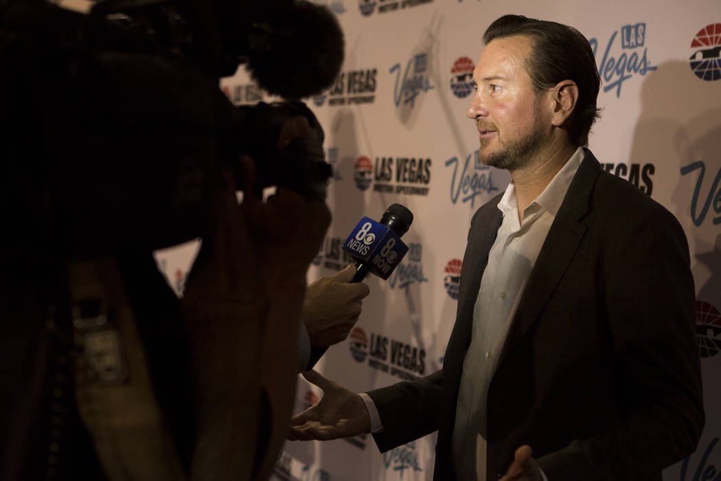 NASCAR driver Kurt Busch speaks with media at Cashman Center on Wednesday, March 8, 2017, in Las Vegas. Officials announced on Wednesday that Las Vegas would become the home of a second yearly NAS ...