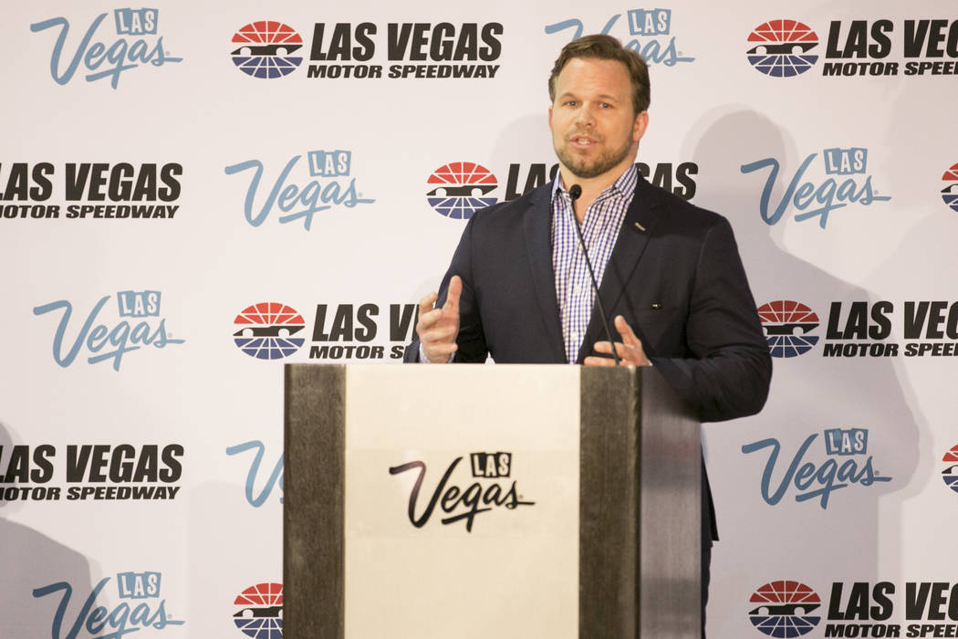 President and chief executive officer of Speedway Motorsports Markus Smith addresses the media at Cashman Center on Wednesday, March 8, 2017, in Las Vegas. It was announced that Las Vegas Motor Sp ...