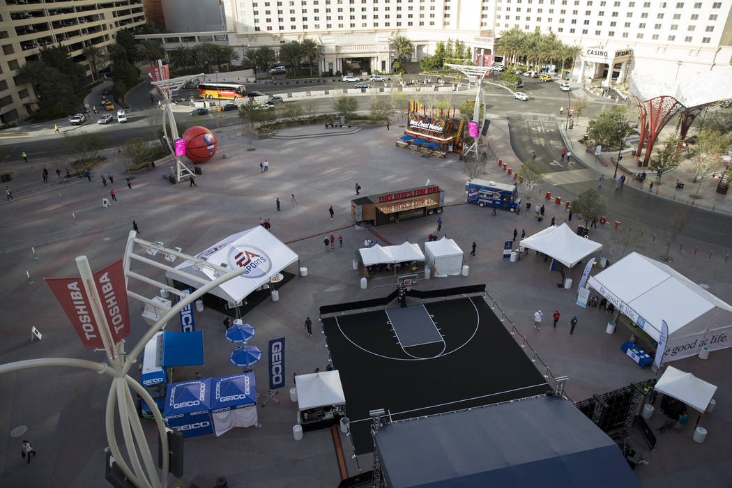 Toshiba Plaza outside of T-Mobile Arena during the Pac-12 Men's Basketball Tournament on Wednesday, March 8, 2017, in Las Vegas. (Erik Verduzco/Las Vegas Review-Journal) @Erik_Verduzco