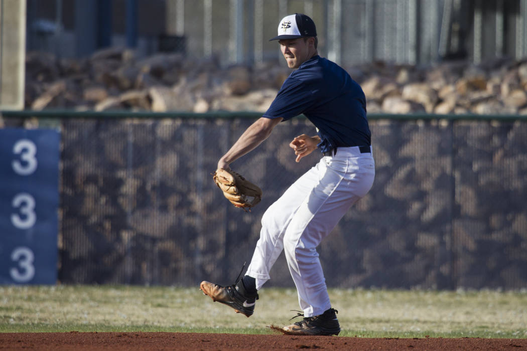 Spring Valley's Bryce Bullock, 18, during baseball practice at Spring Valley High School on Tuesday, March 7, 2017, in Las Vegas. (Erik Verduzco/Las Vegas Review-Journal) @Erik_Verduzco
