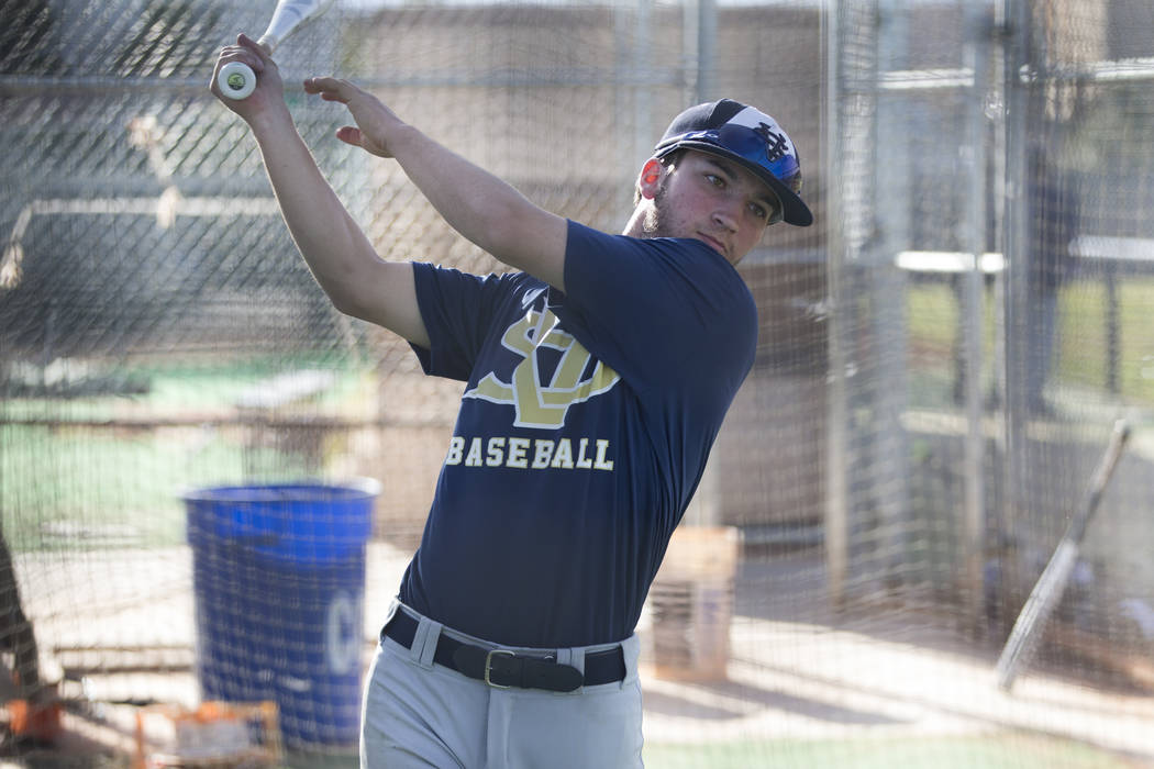 Spring Valley's Nick Rupp, 18, during baseball practice at Spring Valley High School on Tuesday, March 7, 2017, in Las Vegas. (Erik Verduzco/Las Vegas Review-Journal) @Erik_Verduzco