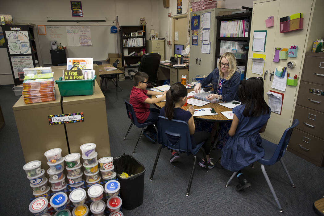Growth analyst teacher Sara Boucher works with third grade students at Wynn Elementary School on Thursday, March 9, 2017, in Las Vegas. (Erik Verduzco/Las Vegas Review-Journal) @Erik_Verduzco
