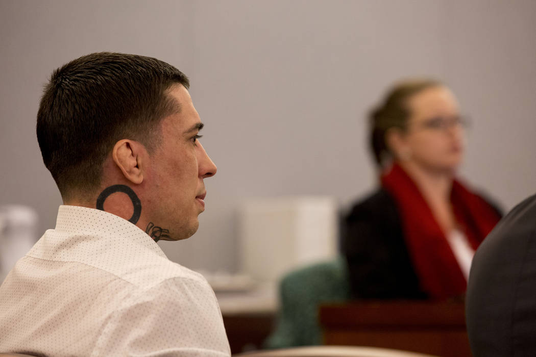 Former mixed martial arts fighter Jonathan Koppenhaver, also known as War Machine, listens to the testimony of Christine Mackinday, victim in the rape and attempted murder trial for Koppenhaver, R ...