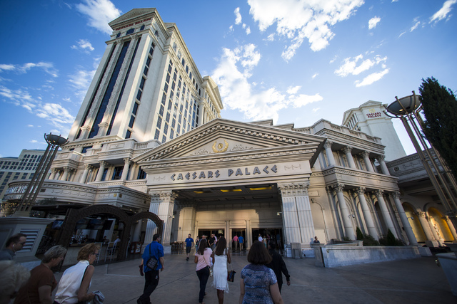 The exterior of Caesars Palace hotel-casino is shown in Las Vegas on Wednesday, May 18, 2016. (Chase Stevens/Las Vegas Review-Journal) @csstevensphoto