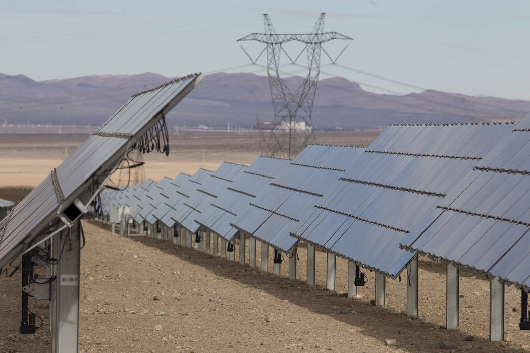 The Silver State South Solar Energy Center in Primm on Thursday, Dec. 8, 2016, in Las Vegas. (Erik Verduzco/Las Vegas Review-Journal Follow @Erik_Verduzco)