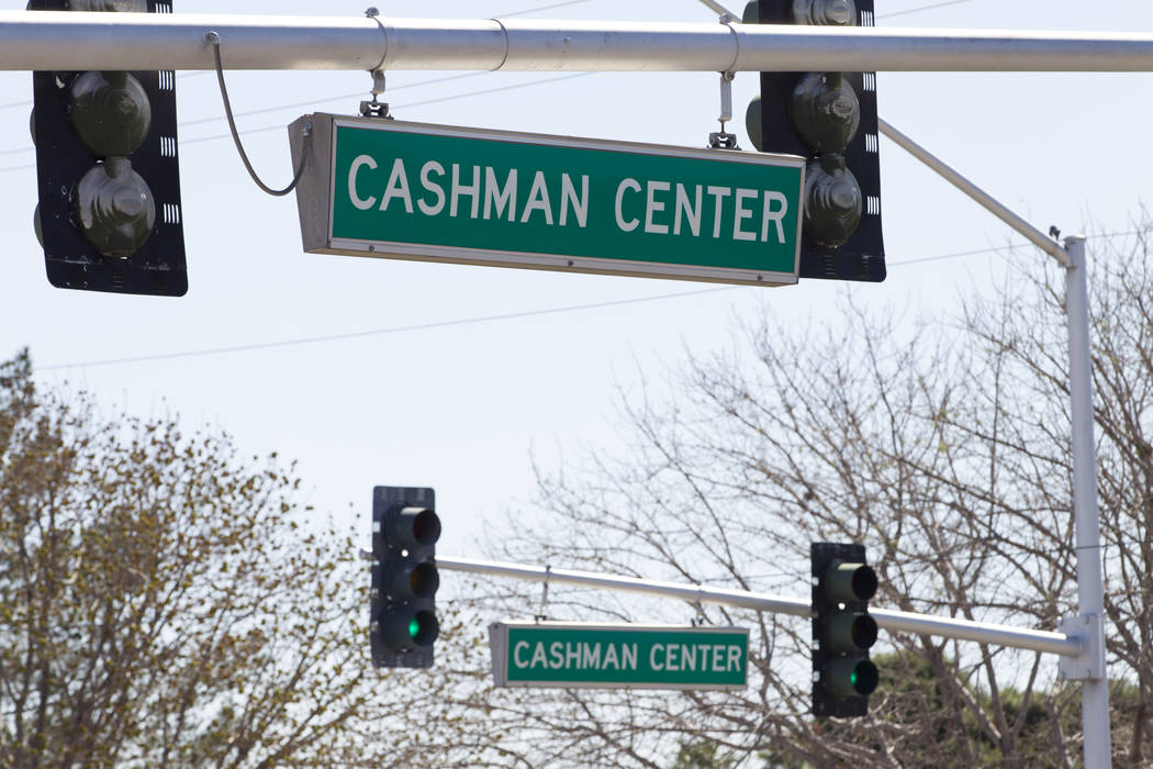Streets signs to Cashman Center on Tuesday, March 14, 2017, in Las Vegas. (Erik Verduzco/Las Vegas Review-Journal) @Erik_Verduzco