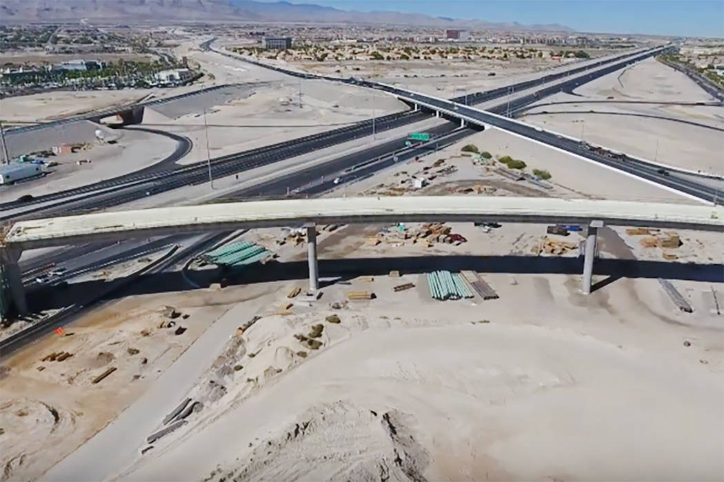 Construction of the Centennial Bowl interchange in northwest Las Vegas. (Nevada Department of Transportation/YouTube)